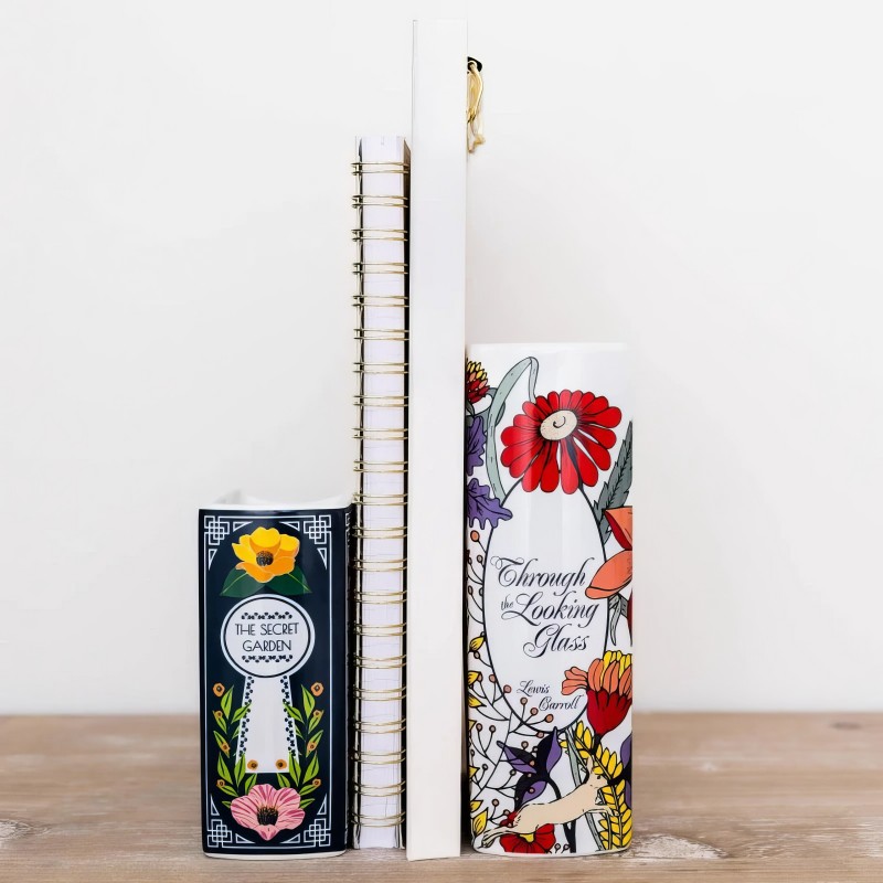 Vase En Céramique En Forme De Livre Vert - Design Conte De Fées, 600 Ml, Décoration Maison Originale